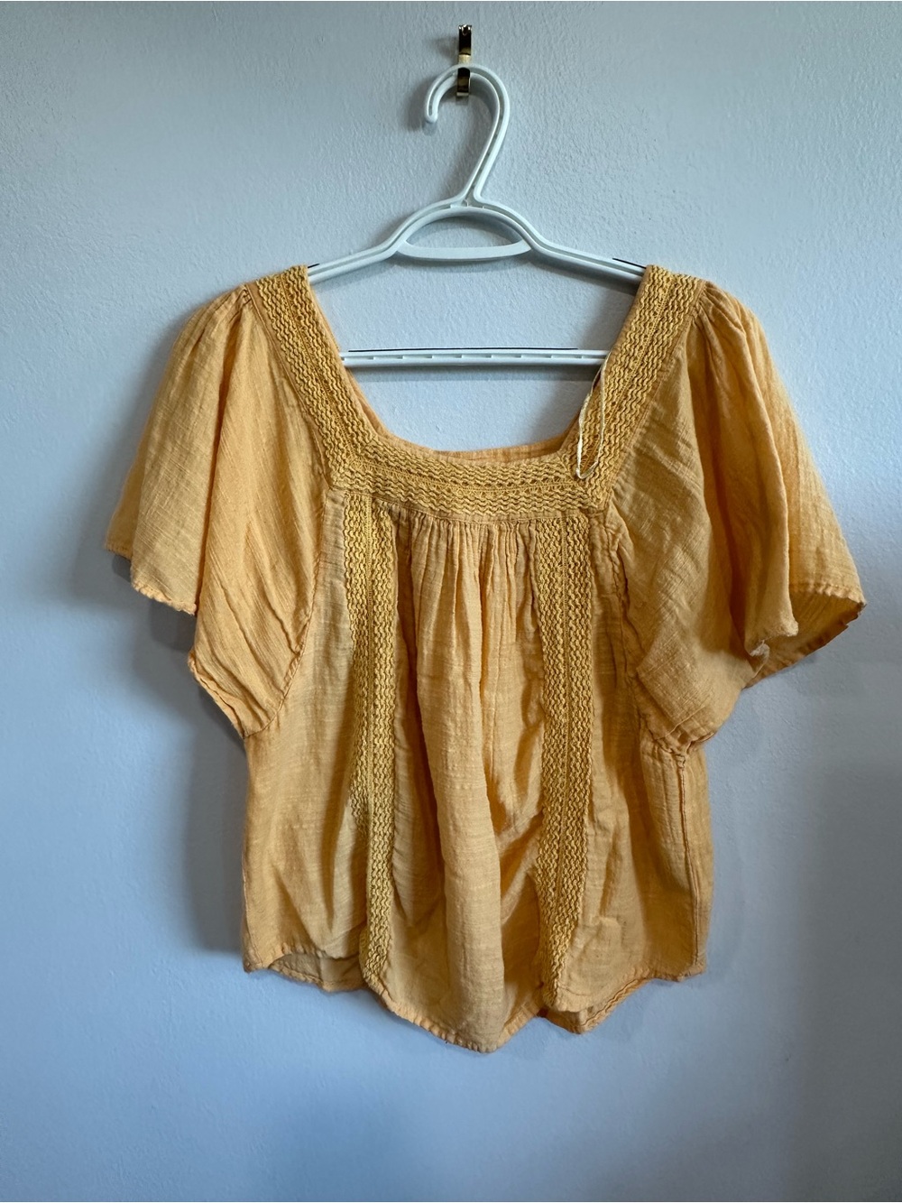 Philosophy Republic Clothing Mustard Yellow Boho Gauze Crochet Top Size S
